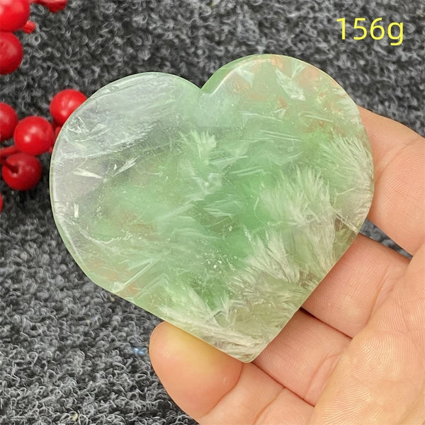 Green Feather Fluorite Heart-ToShay.org