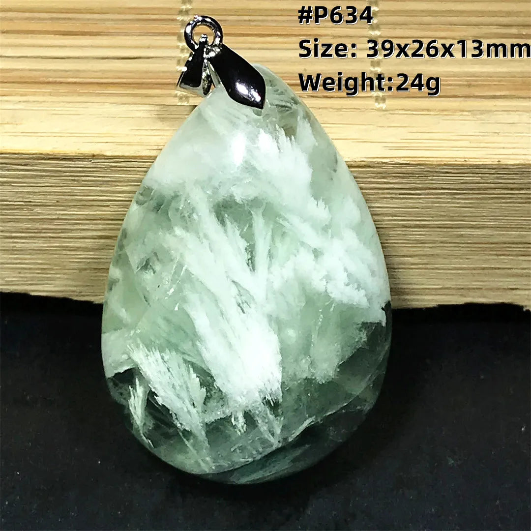 Green Feather Fluorite Pendant-ToShay.org