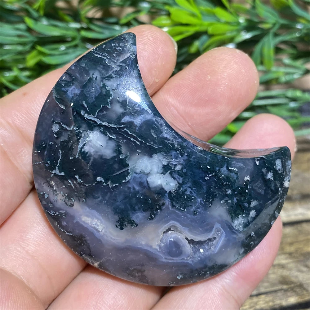 Green Moss Agate Moon-ToShay.org
