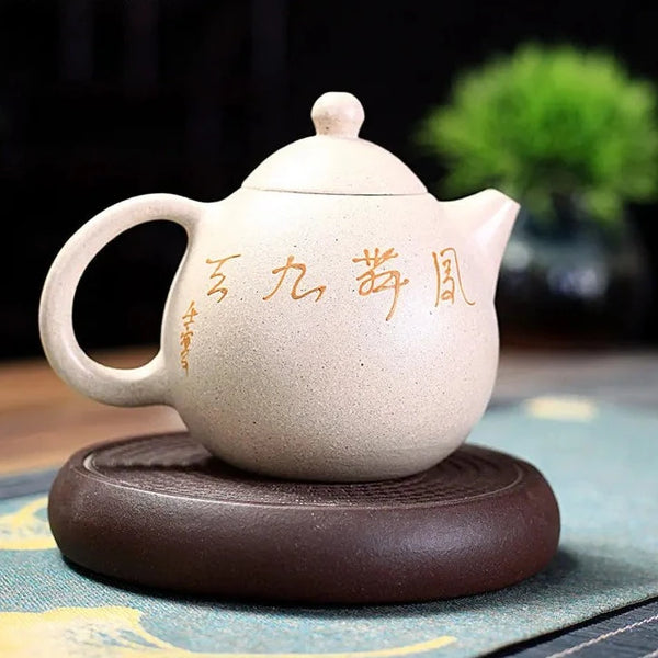 White Clay Dragon Egg Tea Pot-ToShay.org