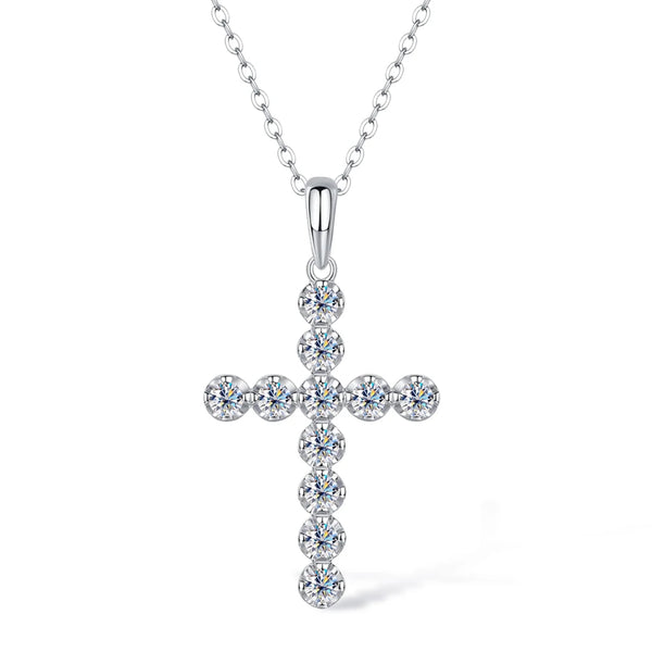 Silver Diamond Cross Pendant-ToShay.org