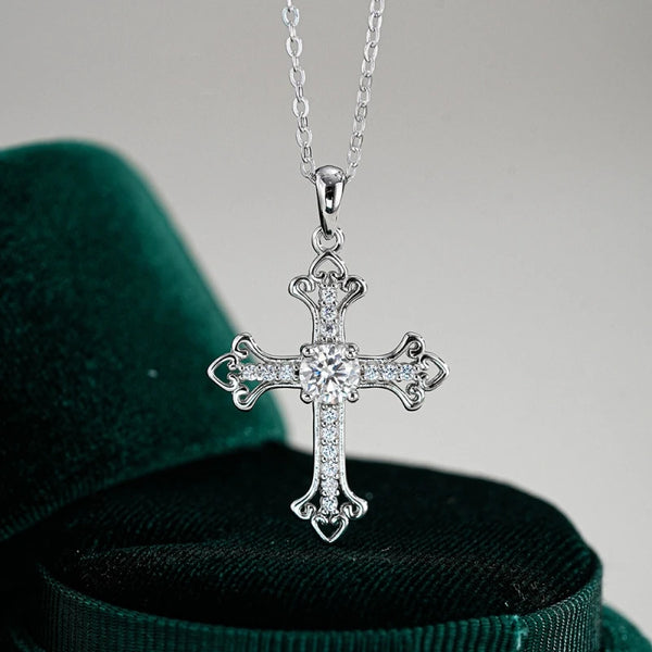 Silver Diamond Cross Pendant-ToShay.org