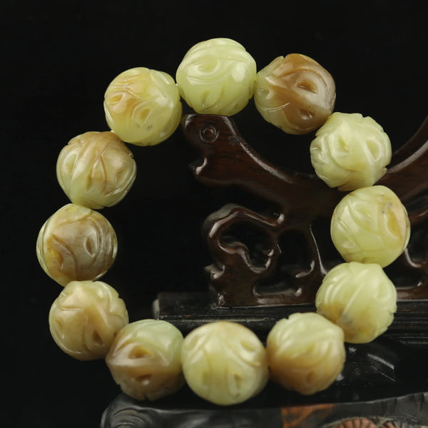 Green Jade Walnut Bead Bracelet-ToShay.org