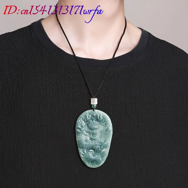 Blue Jadeite Dragon Pendant-ToShay.org