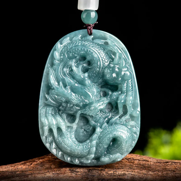 Blue Jadeite Dragon Pendant-ToShay.org