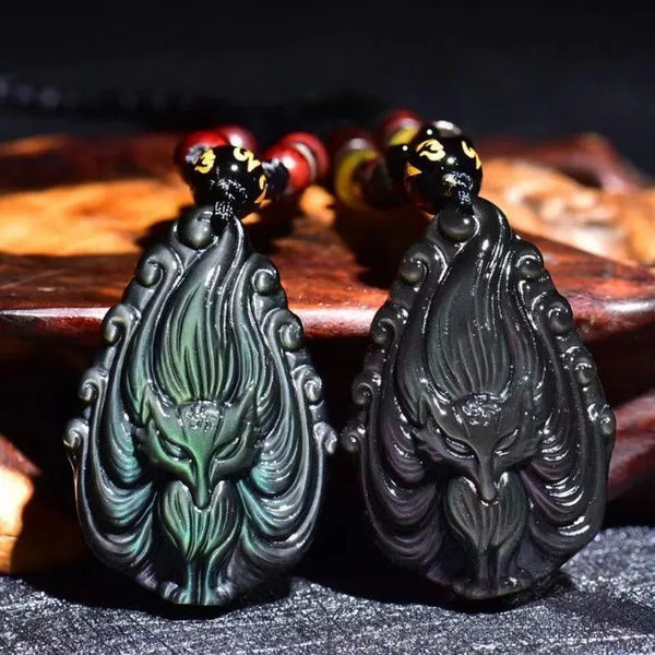 Rainbow Obsidian Fox Pendant-ToShay.org