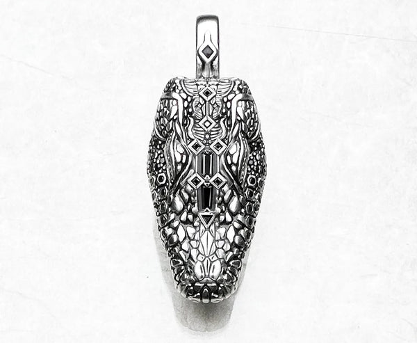Silver Crocodile Head Pendant-ToShay.org
