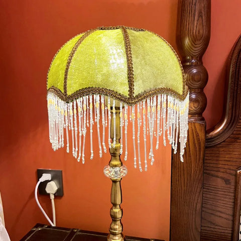 Green Velvet Beaded Lampshade-ToShay.org