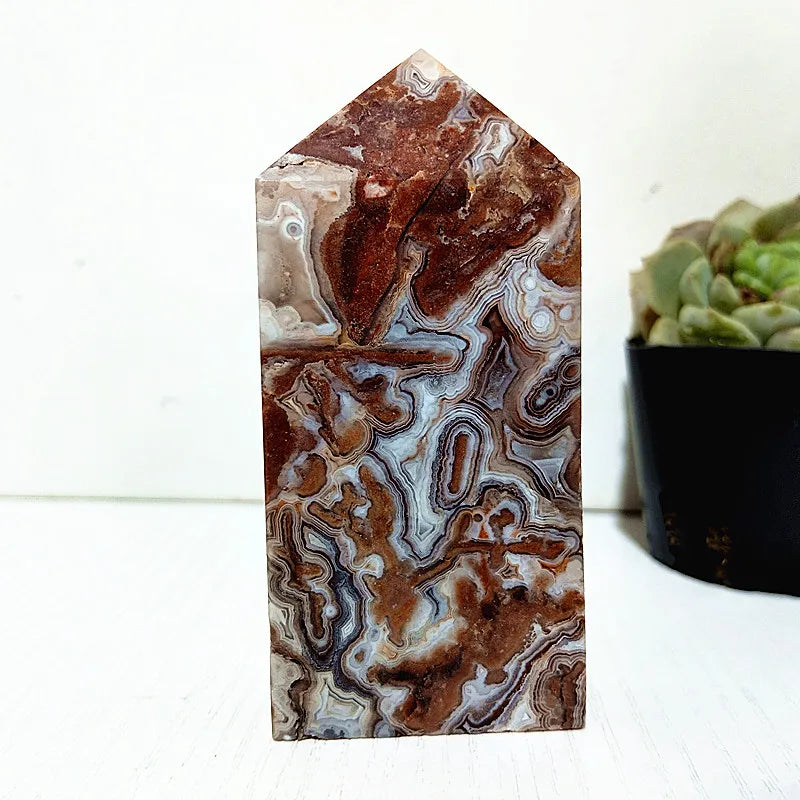 Red Lace Agate Crystal Tower-ToShay.org