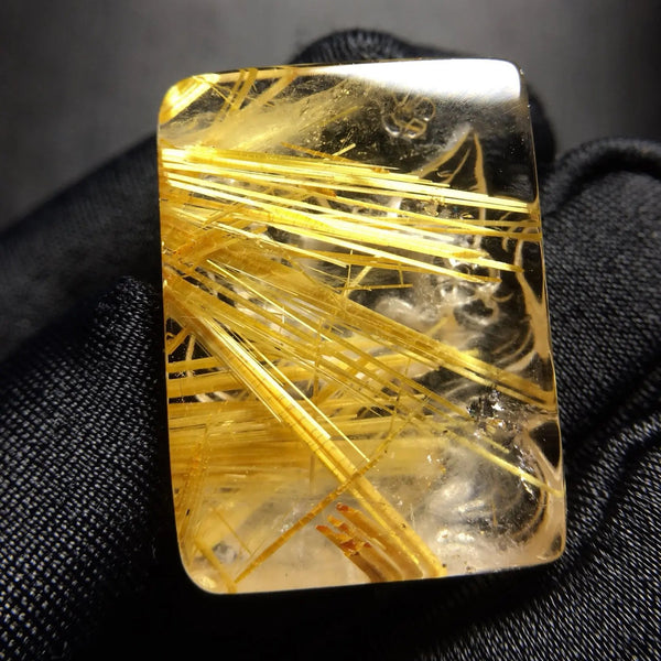 Gold Rutilated Quartz Fox Pendant-ToShay.org