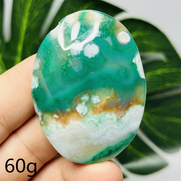 Green Flower Agate Palm Stone-ToShay.org
