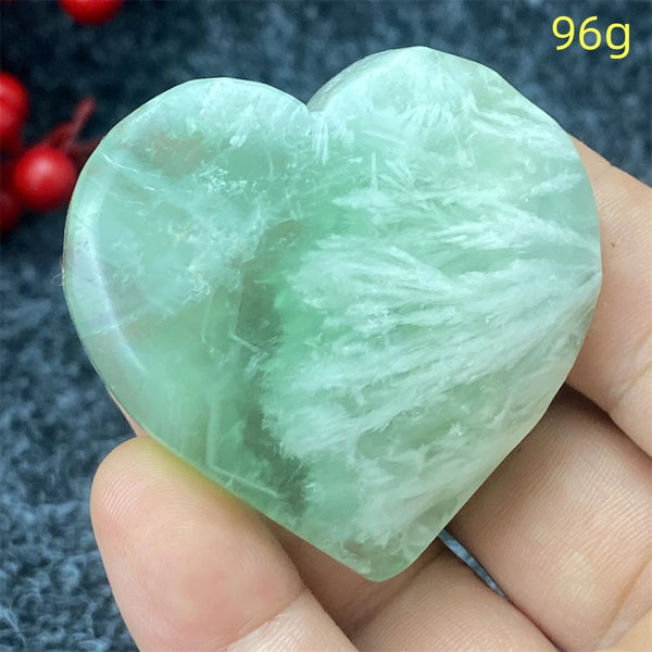 Green Feather Fluorite Heart-ToShay.org