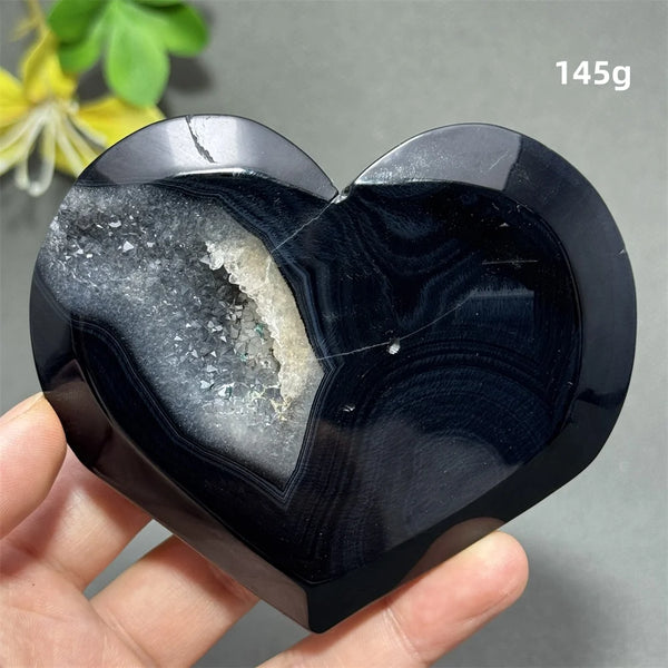 Black Agate Geode Heart-ToShay.org