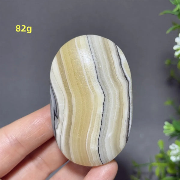 Grey Striped Calcite Palm Stone-ToShay.org