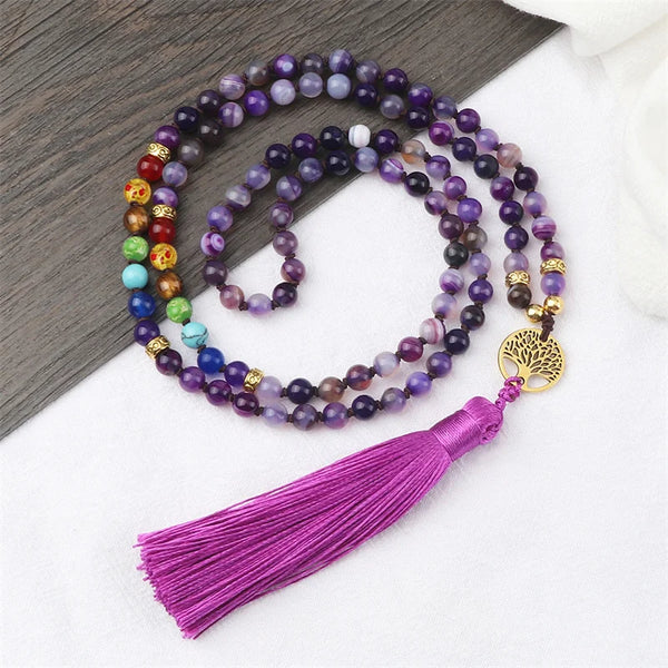 Chakra Purple Agate Japamala-ToShay.org