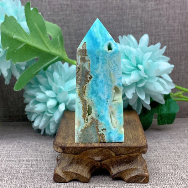 Blue Caribbean Calcite Point-ToShay.org