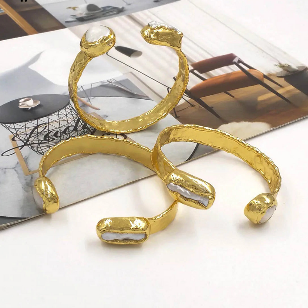 White Pearl Cuff Bangle-ToShay.org