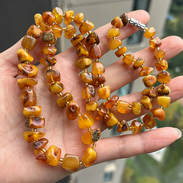 Yellow Amber Bead Necklace-ToShay.org