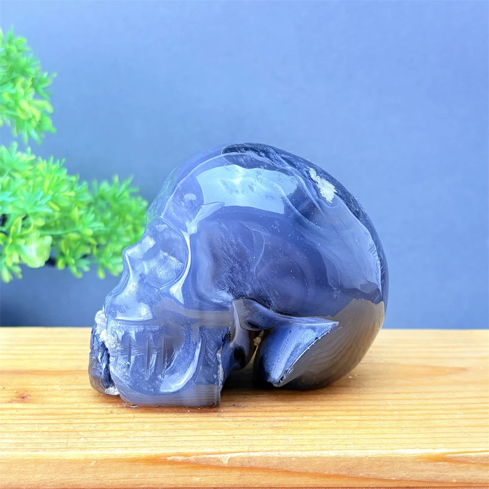 Grey Volcanic Agate Skull-ToShay.org