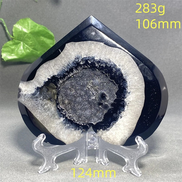 Black Agate Geode Heart-ToShay.org