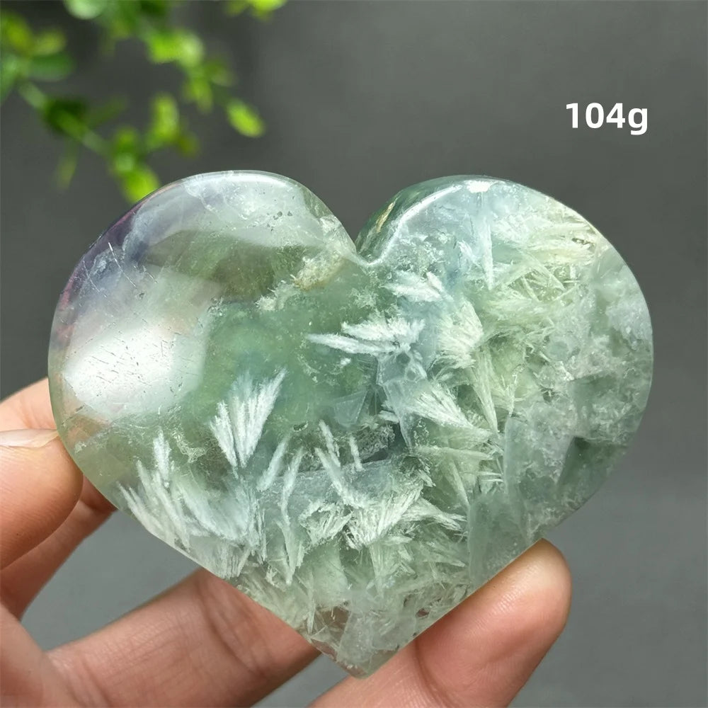 Green Feather Fluorite Heart-ToShay.org
