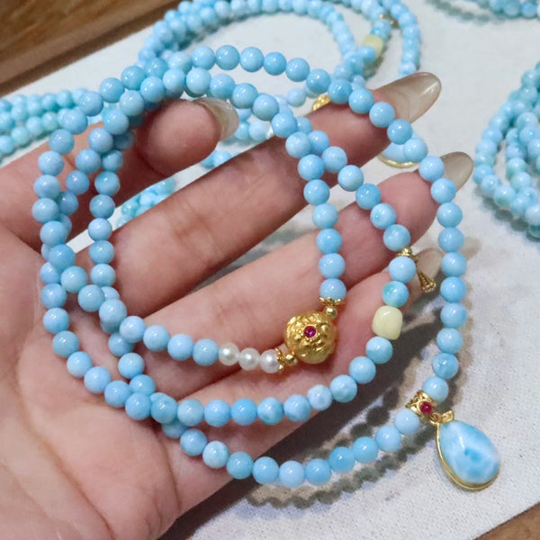 Blue Larimar Charm Bracelet-ToShay.org