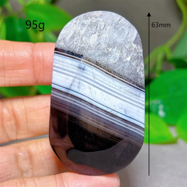 Black Silk Agate Palm Stone-ToShay.org