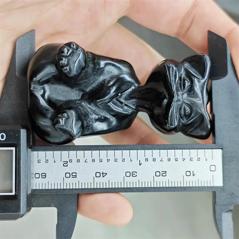 Natural Black Obsidian Yoga Master Cat Carving Healing Reiki Women Gemstone Jewellry Pendant Gift 1PCS-ToShay.org