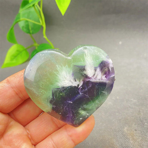 Green Feather Fluorite Heart-ToShay.org