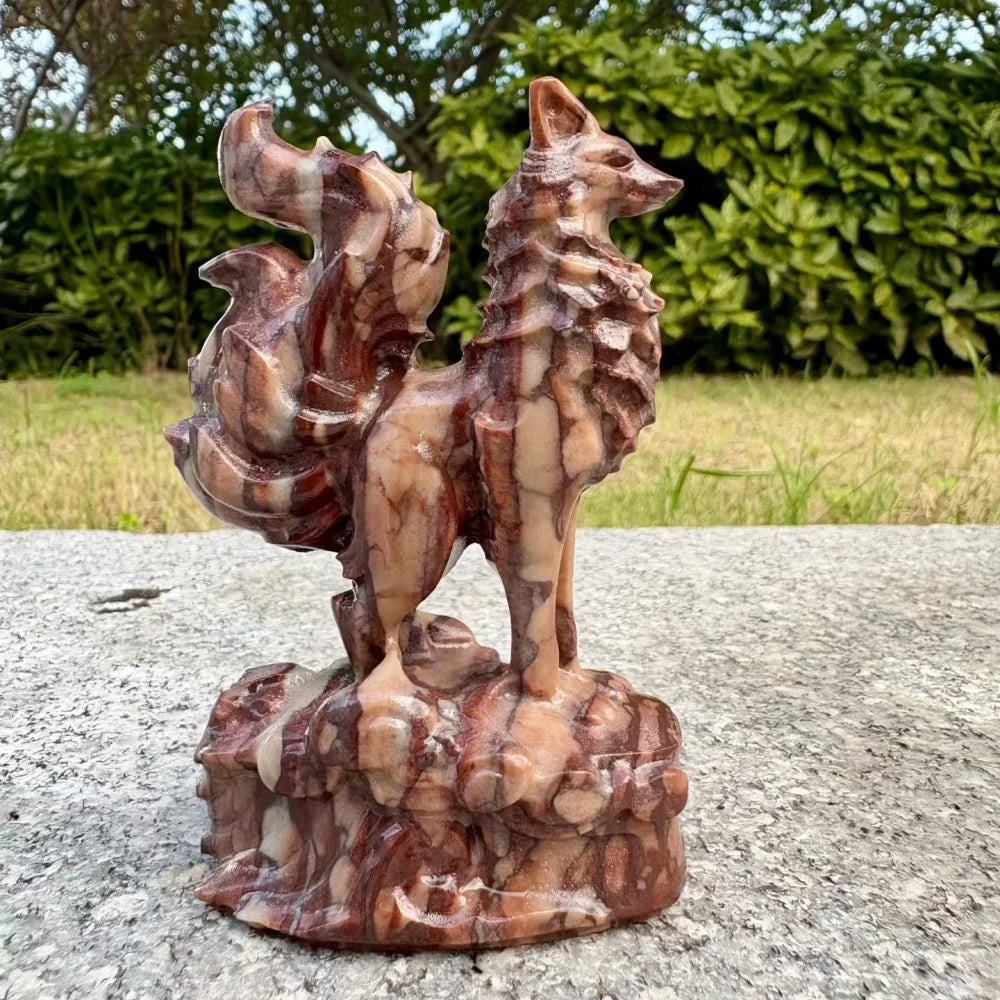 Red Stone Quartz Nine Tailed Fox-ToShay.org