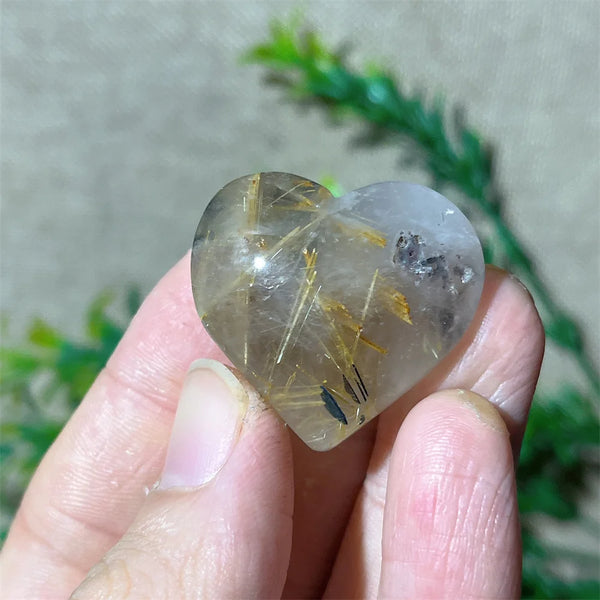 Gold Hair Rutile Quartz Heart-ToShay.org