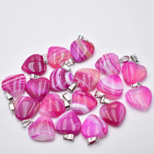 Mixed Agate Heart Pendants-ToShay.org