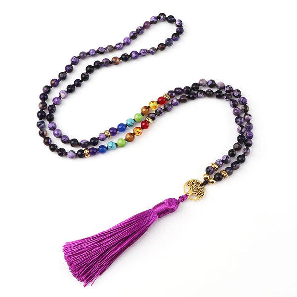 Chakra Purple Agate Japamala-ToShay.org