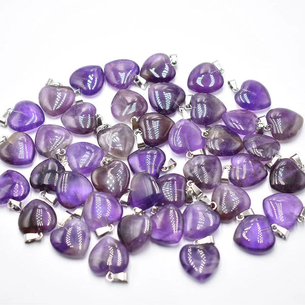 Purple Amethyst Heart Pendants-ToShay.org