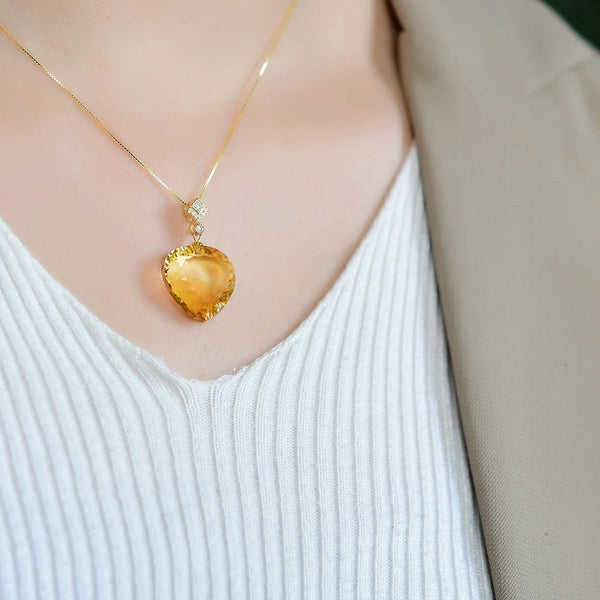Yellow Citrine Quartz Pendant-ToShay.org