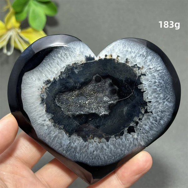 Black Agate Geode Heart-ToShay.org