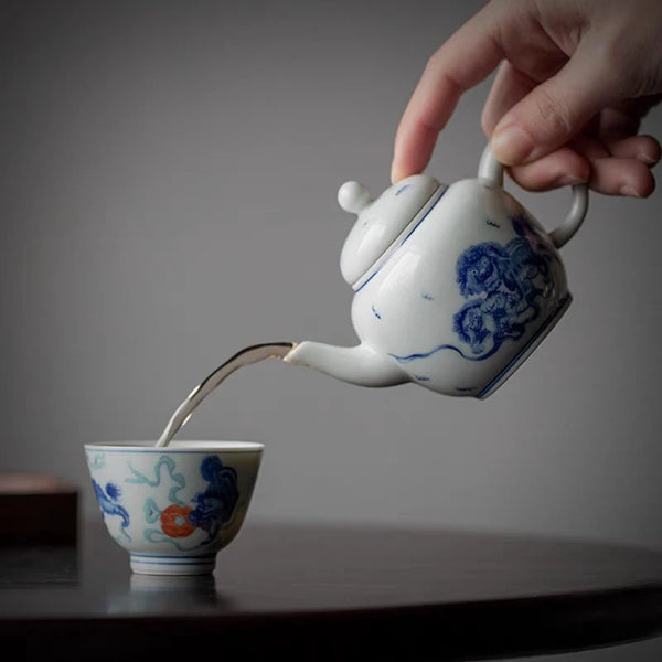Blue White Ceramic Teapot-ToShay.org