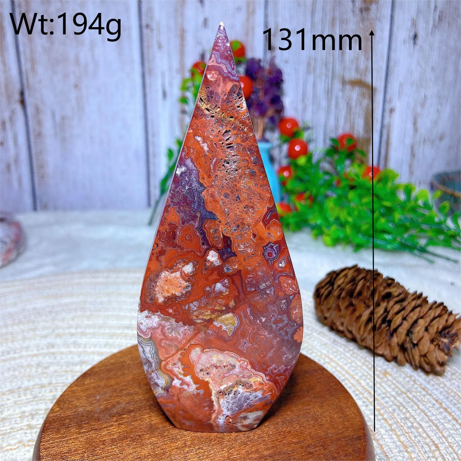 Red White Agate Druzy Flame-ToShay.org