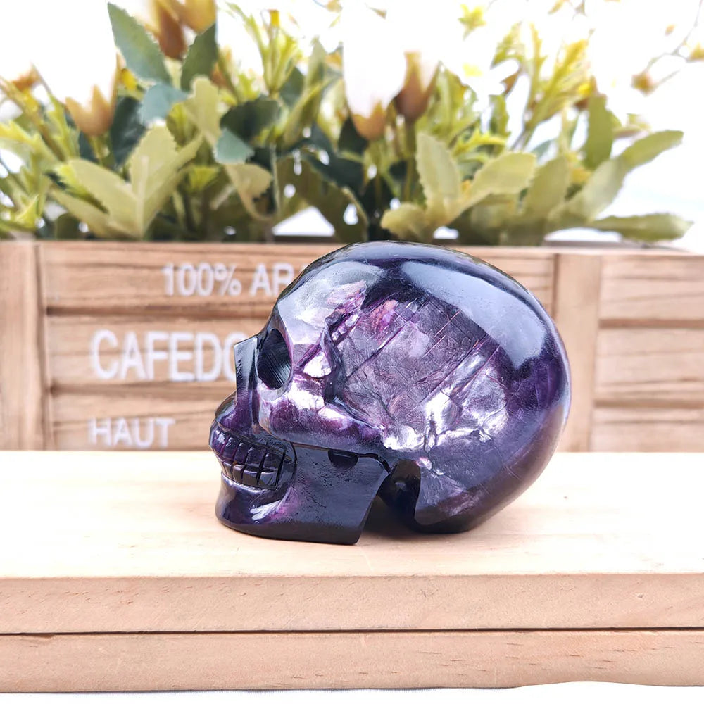 Amazing Natural Rare Purple Mica Crystal Skull Ore with Purple Silver Shining Large Sequins Unique Oranment Festival Decor-ToShay.org