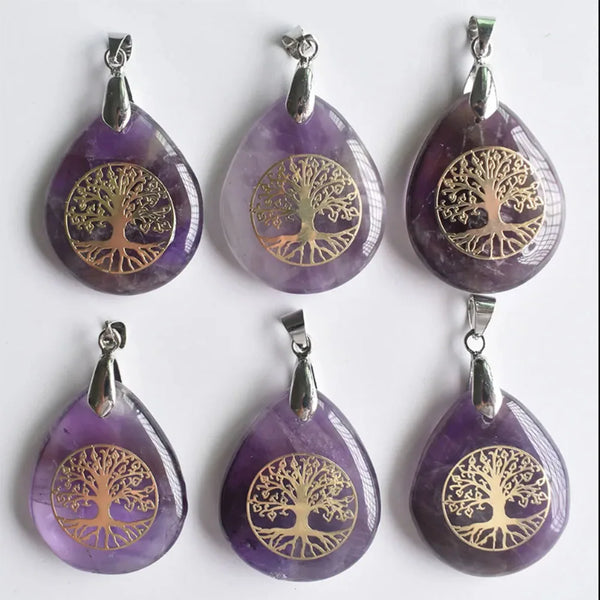 Mixed Crystal Tree Pendant-ToShay.org