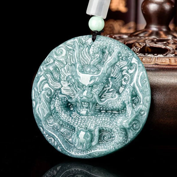 Blue Jadeite Dragon Pendant-ToShay.org