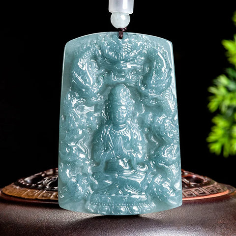 Blue Jade Guanyin Pendant-ToShay.org