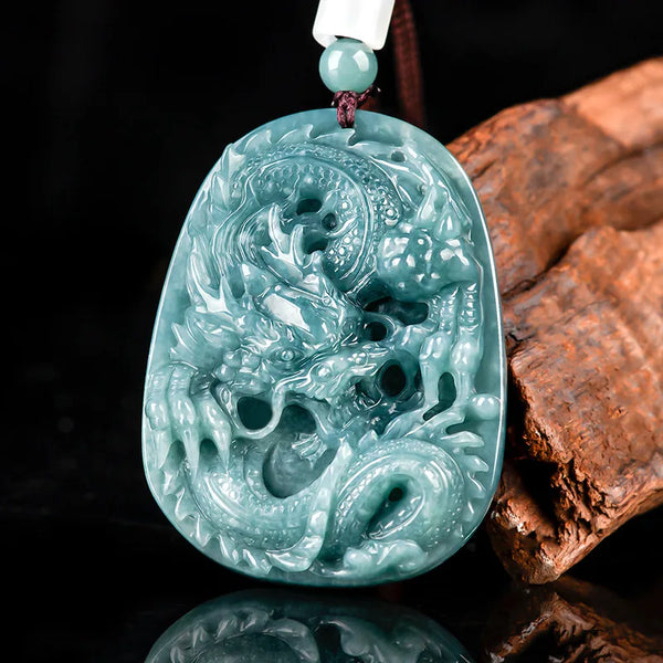 Blue Jadeite Dragon Pendant-ToShay.org