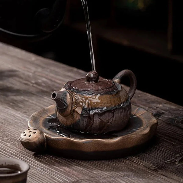 Rust Gilt Iron Glaze Tea Pot-ToShay.org
