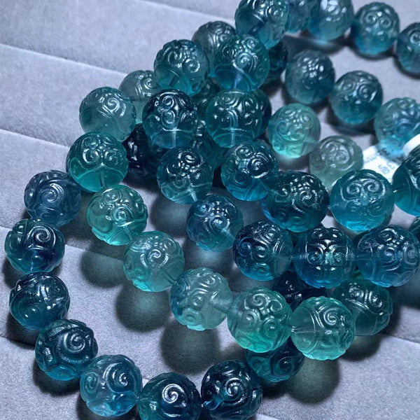 Blue Fluorite Carved Bracelet-ToShay.org