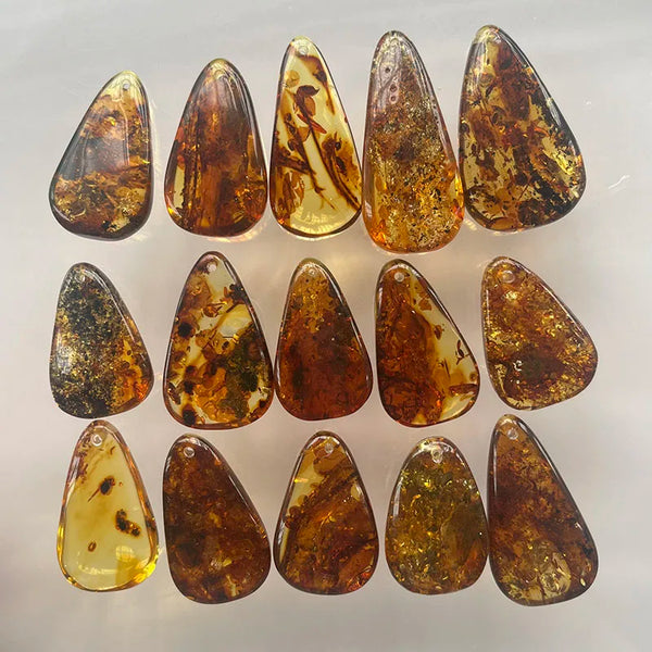 Yellow Piebald Amber Pendant-ToShay.org