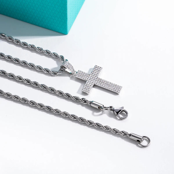 Silver Crystal Cross Pendant-ToShay.org