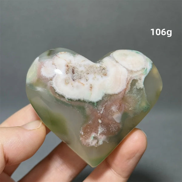 Green Sakura Agate Heart-ToShay.org
