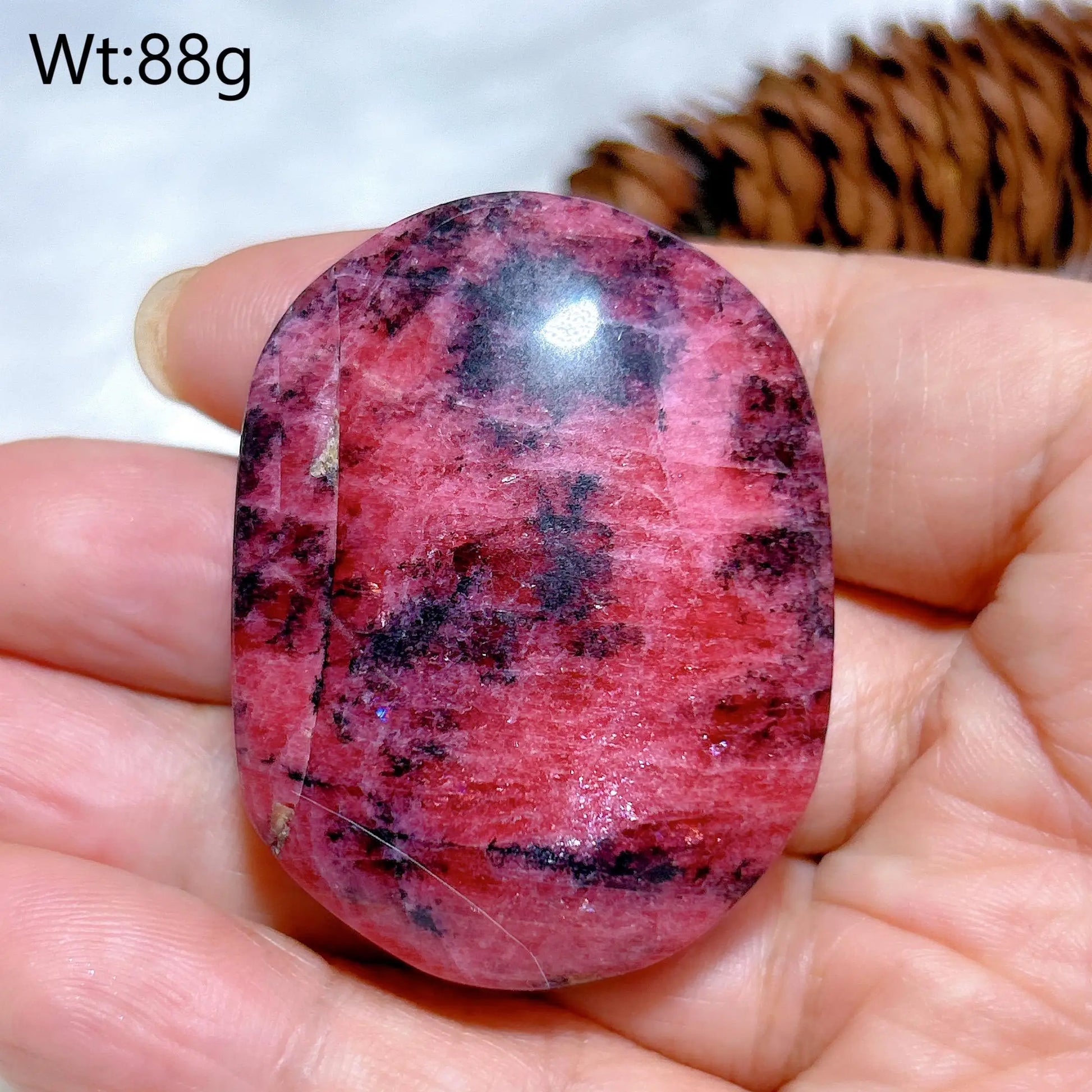 Pink Rhodonite Palm Stone-ToShay.org