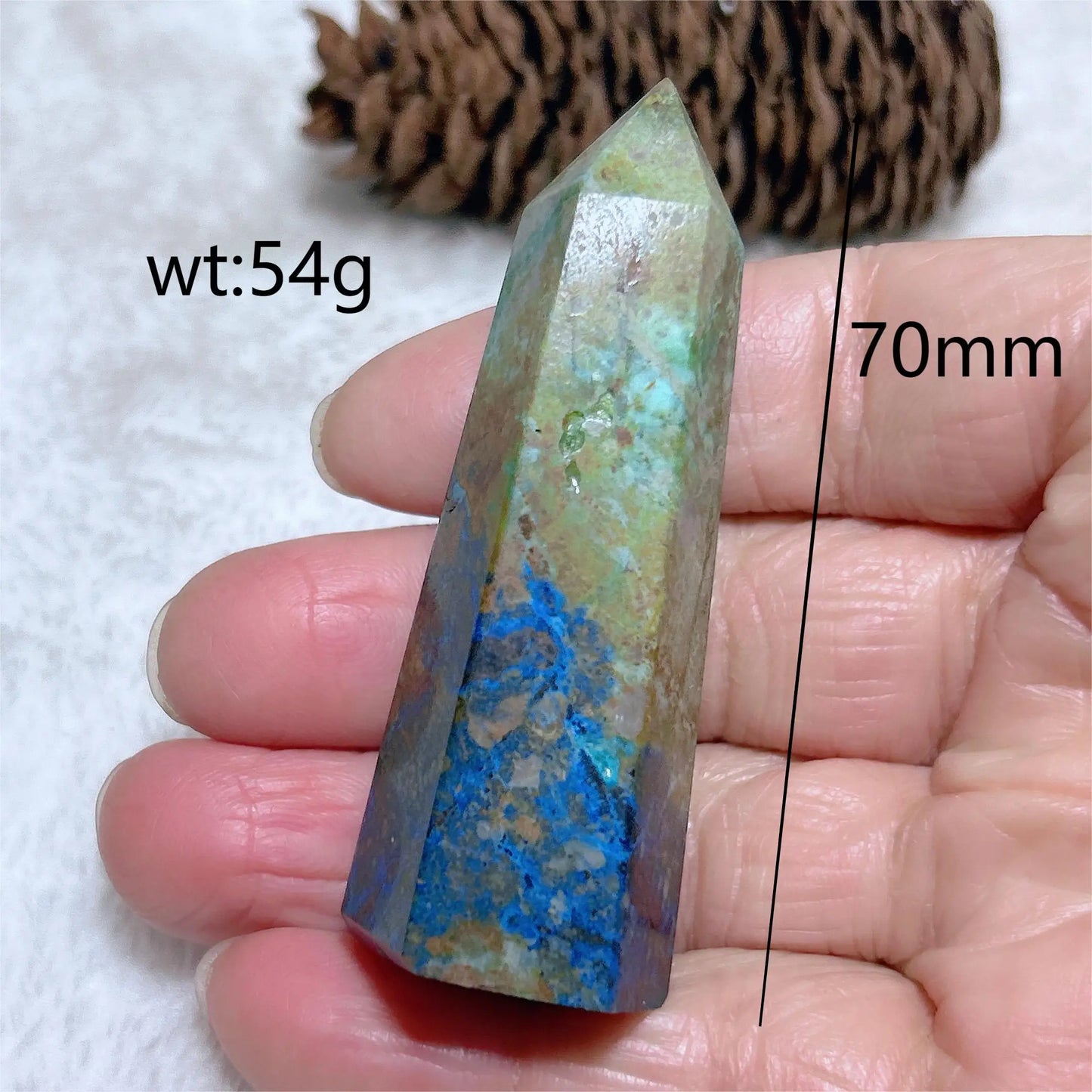 Blue Azurite Chrysocolla Point-ToShay.org